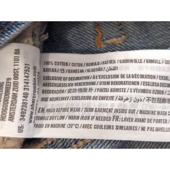 Hollister Cut Off Distressed Jean Shorts Womens 7 28 Inch Button Fly Blue Frayed - Picture 6 of 6